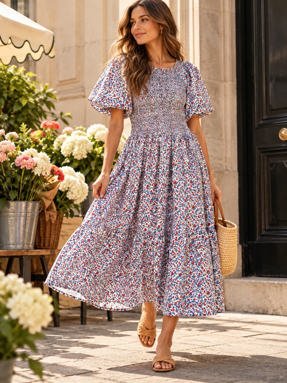 J. Crew Smocked Meadow Dress In Poppy Size XL